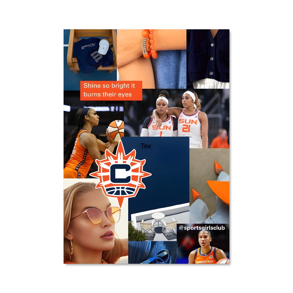Poster Soleil de Connecticut – affiche Basketball